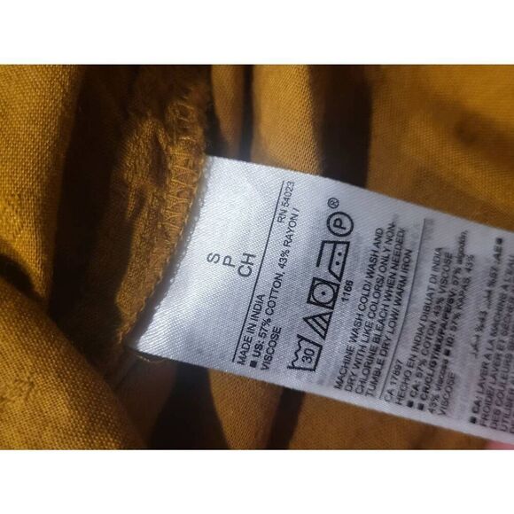 Old Navy Dress Women's Small Miners Gold Clip Dot Defined Waist Midi Peasant - Picture 6 of 6